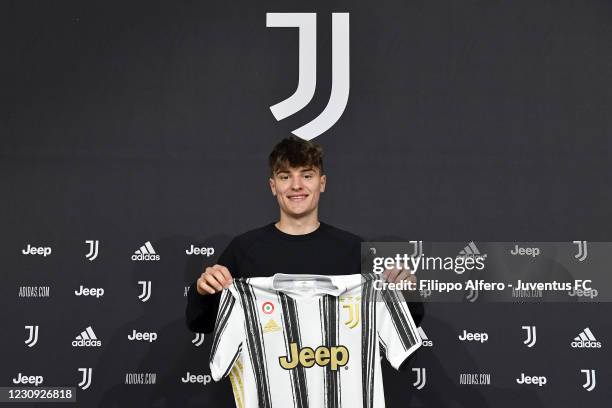 Juventus U23 unveil their new signing Mattia Compagnon at Juventus Center Vinovo on February 02, 2021 in Vinovo, Italy.