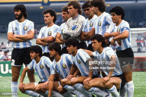 Team Argentina line up during the FIFA World Cup match between Argentina and Bulgaria, at Estadio Olimpico Universitario, Mexico City, Mexico on 10th...