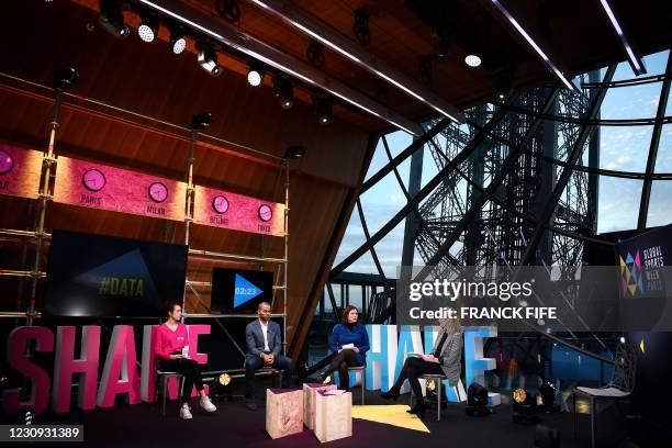 French former basketball player and ASVEL Lyon-Villeurbanne club president Tony Parker and French Junior Sports Minister Roxana Maracineanu take part...