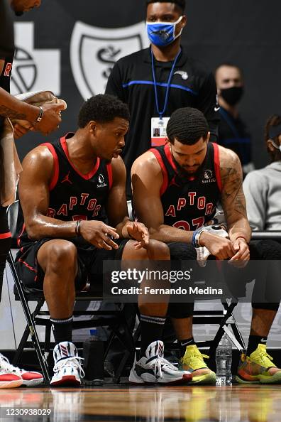 Toronto Raptors Bench Fred VanVleet of the Toronto Raptors sits on the bench during the ...