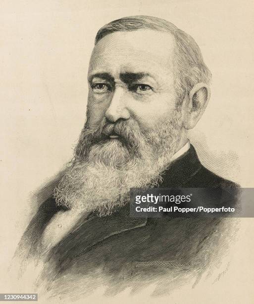 Vintage illustration featuring Benjamin Harrison, Brigadier General of Volunteers during the American Civil War and 23rd President of the United...