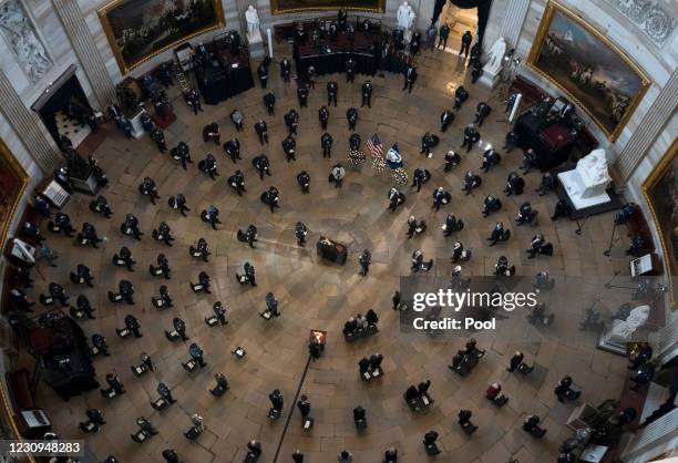 Senate Majority Leader Chuck Schumer delivers remarks during the memorial service for Capitol Hill Police Officer Brian Sicknick as he lies in honor...