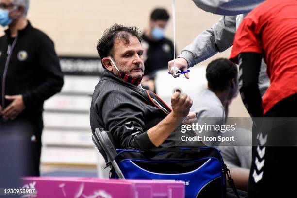 Assistant coach Claude MIRTILLO of OGC Nice during the Women's Division 1 match between Paris 92 and OGC Nice at Palais des Sports Robert Charpentier...