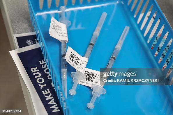 Pfizer Injection Boxes Pfizer Covid-19 vaccines sit in a box at a vaccination center... News ...