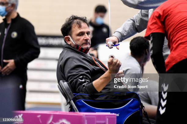 Assistant coach Claude MIRTILLO of OGC Nice during the Women's Division 1 match between Paris 92 and OGC Nice at Palais des Sports Robert Charpentier...