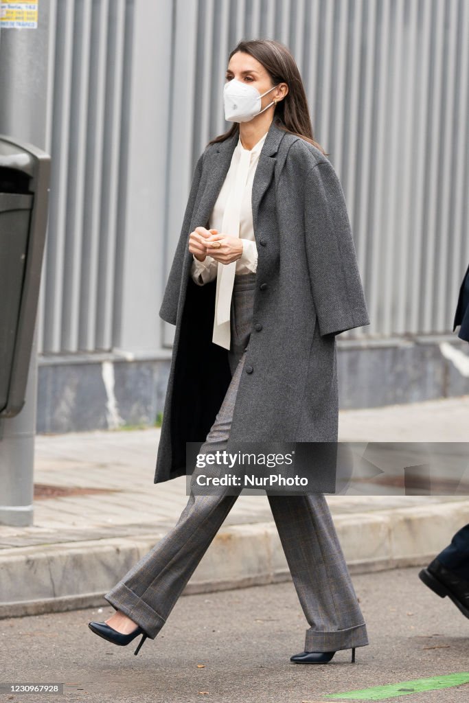 Queen Letizia Arrives At 'Forum Against Cancer' In Madrid