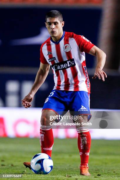 Javier Guemez of Atletico San Luis controls the ball during the match between Atletico San Luis and Club Tijuana as part of Torneo Guard1anes 2021...