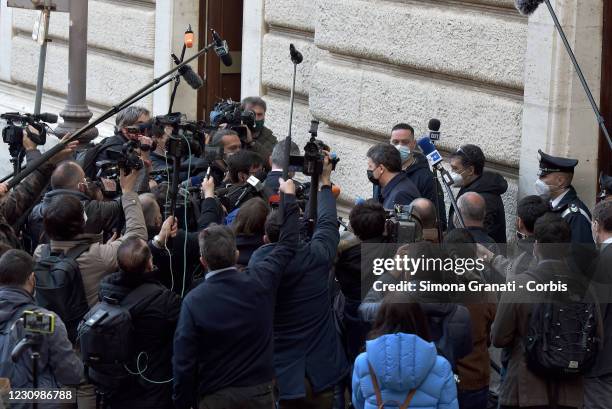 Matteo Renzi, secretary of the Italia Viva party, leaves the Chamber of Deputies at the end of the meeting with the Prime Minister in charge Mario...