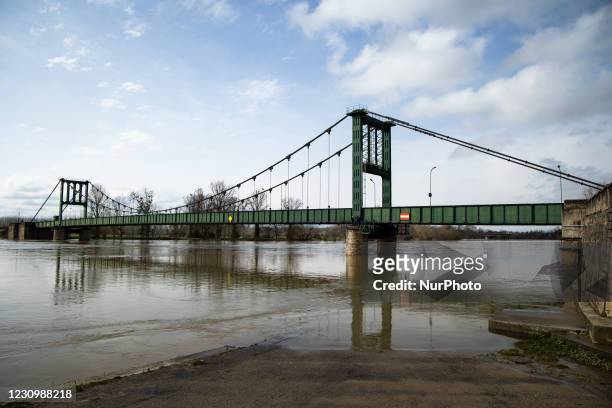 The bridge of Marmande after the historic floods, in Lot-et-Garonne, France, on February 5, 2021.