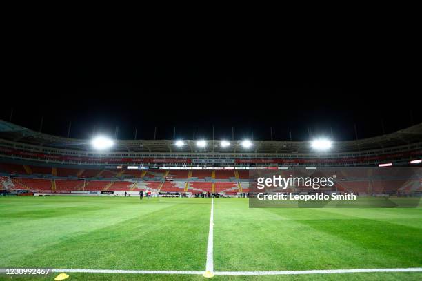 General view of an empty Victoria Stadium prior the 5th round match between Necaxa and Cruz Azul as part of Torneo Guard1anes 2021 Liga MX at...