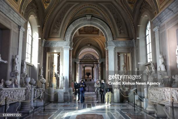 Feb. 5, 2021 -- People wearing face masks visit the Vatican Museums, on Feb. 5, 2021. The Vatican Museums, previously closed due to the COVID-19...