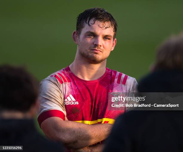 Harlequins' Will Evans during the Gallagher Premiership Rugby match between Bath and Harlequins at The Recreation Ground on February 6, 2021 in Bath,...