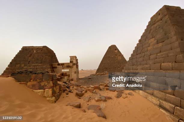 View of Meroe Pyramids located on 200 kilometers north of the capital Khartoum, within the borders of the city of Shendi, Sudan on February 05, 2021.