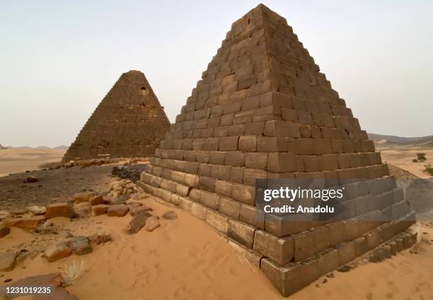 View of Meroe Pyramids located on 200 kilometers north of the capital Khartoum, within the borders of the city of Shendi, Sudan on February 05, 2021.