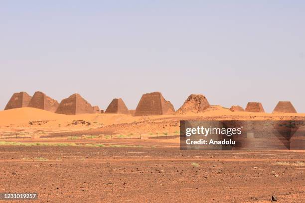 View of Meroe Pyramids located on 200 kilometers north of the capital Khartoum, within the borders of the city of Shendi, Sudan on February 05, 2021.