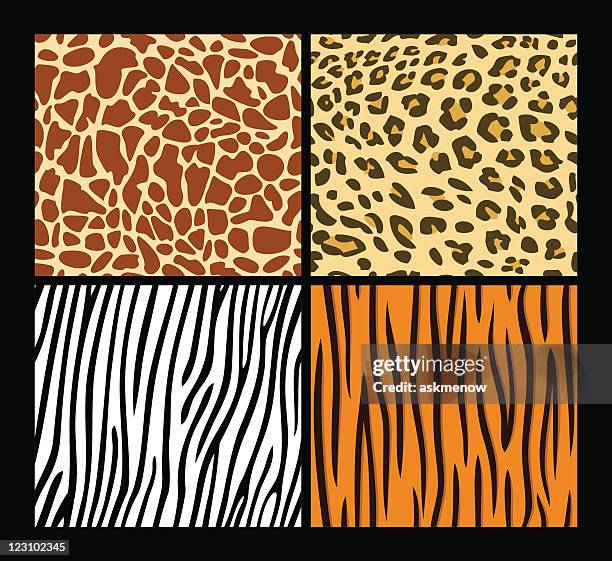 ilustraciones, imágenes clip art, dibujos animados e iconos de stock de animales exóticos de patrones sin fisuras de la piel - piel leopardo