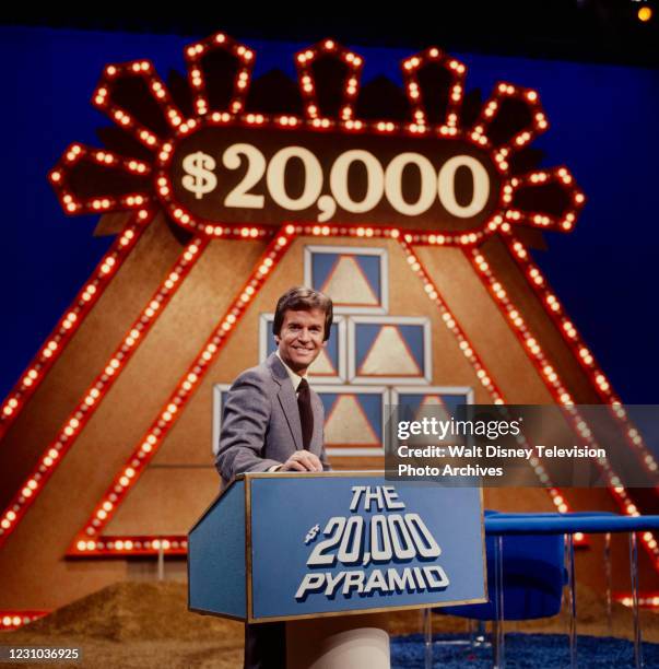 Dick Clark hosting the ABC tv game show series 'The $20,000 Pyramid', ABC's Pyramid game show series.