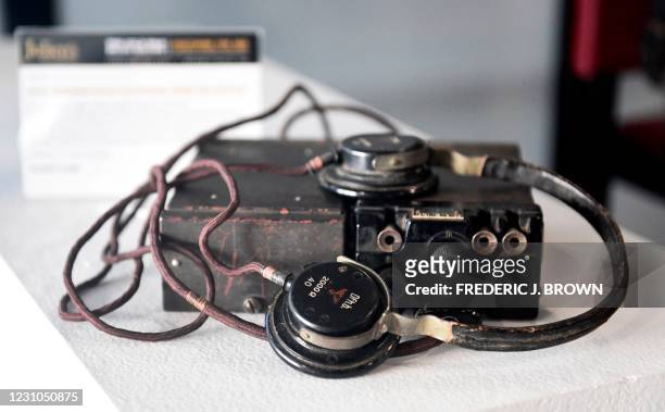 Nazi German WW2 telephone wiretap device is displayed during an auction preview for "The Cold War Relics Auction - Featuring the KGB Espionage Museum...