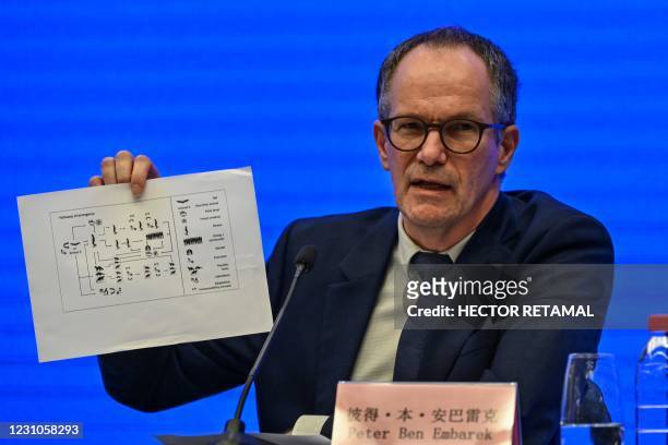Peter Ben Embarek speaks during a press conference to wrap up a visit by an international team of experts from the World Health Organization in the...