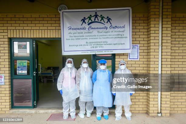 Nokubonga Sikhosana, nurse, Sharon Naidoo, admin and assistant, Dr Diveshni Govender and Hleziphi Vezi, caregiver at the free Covid-19 Clinic at...