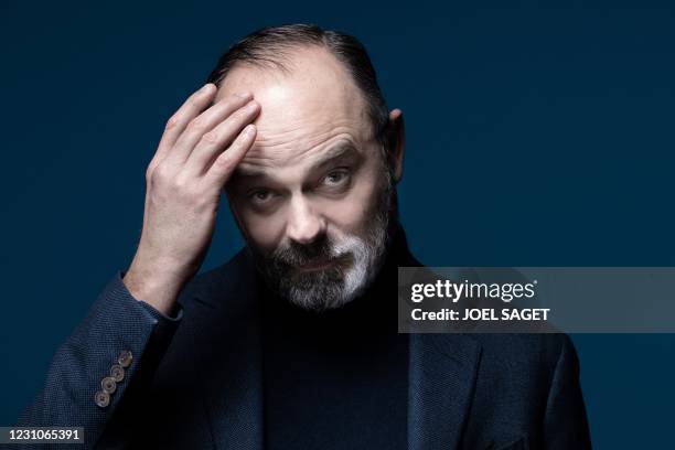 Former French Prime minister and Mayor of Le Havre Edouard Philippe poses during a photo session, in Paris, on February 9 , 2021.