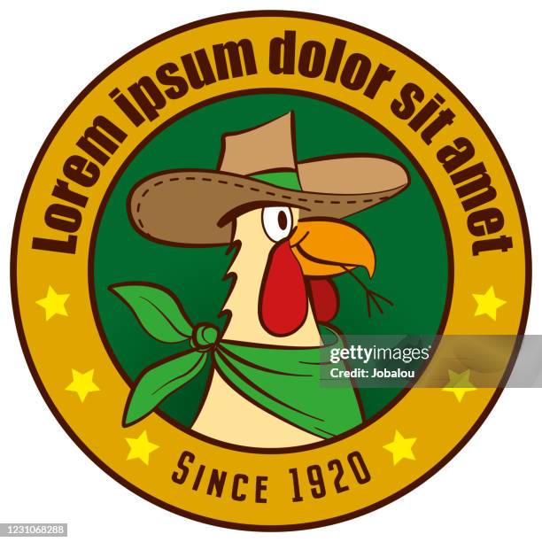 cowboy rooster cartoon clip art brand - cartoon chickens stock illustrations