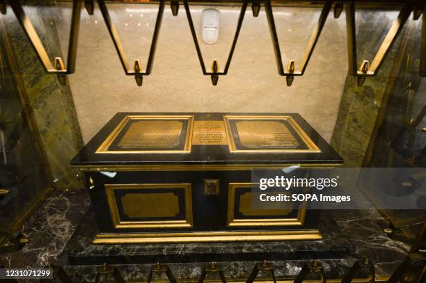 View of the chapel with relics of patron saint of love, St. Valentine, inside Whitefriar Church in Dublin. On St. Valentine's Day, many people make...