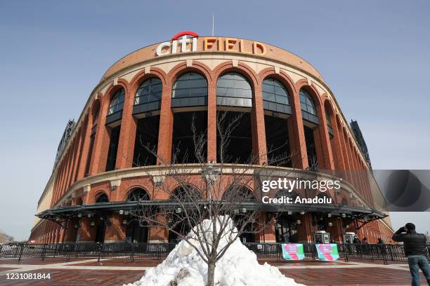 Citi Field baseball stadium is converted into a Covid19 vaccination site for Queens residents and food service workers, taxi drivers and among other...