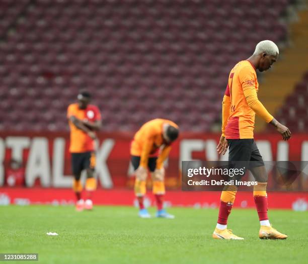 Henry Onyekuru of Galatasaray looks dejected during the Turkish Cup match between Galatasaray and Alanyaspor on February 10, 2021 in Istanbul, Turkey.