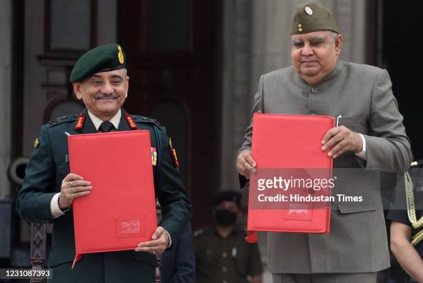Governor of West Bengal Jagdeep Dhankhar with Lt. General Anil Chauhan, General officer Commanding-in-Chief Eastern Command , during the inauguration...