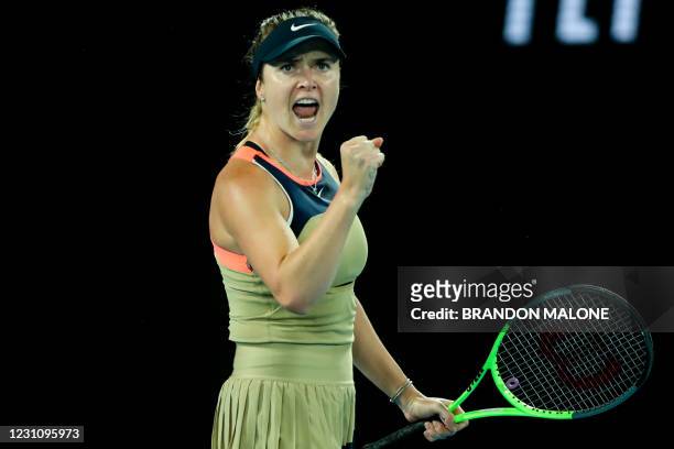 Ukraine's Elina Svitolina reacts after a point against Coco Gauff of the US during their women's singles match on day four of the Australian Open...