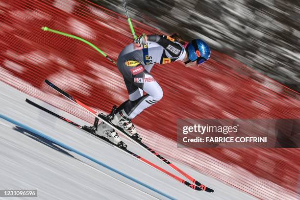 Slovak Petra Vlhova competes in the Women's Super G event on February 11, 2021 during the FIS Alpine World Ski Championships in Cortina d'Ampezzo,...