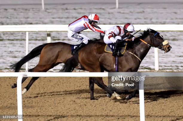 Billy Wedge ridden by Jason Hart on their way to winning the Read Katie Walsh On Betway Insider Handicap at at Newcastle Racecourse on February 11,...