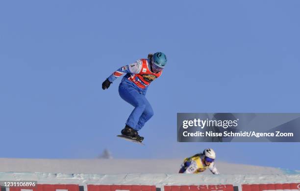 Charlotte Bankes wins the gold medal during the FIS Freestyle Ski Cross And Snowboard Cross World Championships Men's and Women's Snowboard Cross on...