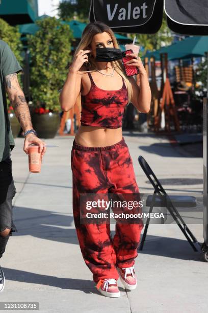 Tana Mongeau is seen at Urth Cafe on February 11, 2021 in Los Angeles, California.