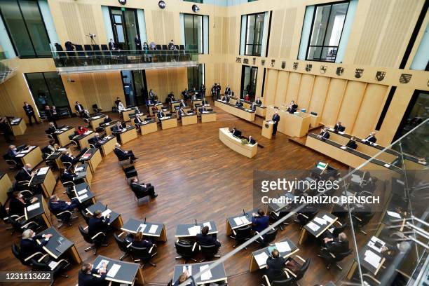 General view taken at the start of the 1000th session of the upper house of Parliament, the Bundesrat in Berlin, February 12, 2021.