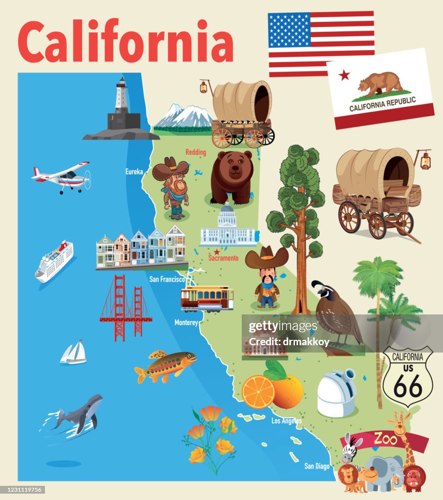 Cartoon map of California