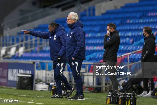 Mick McCarthy, Manager of Cardiff City and Terry Connor, Assistant Manager during the Sky Bet Championship match between Cardiff City and Coventry...