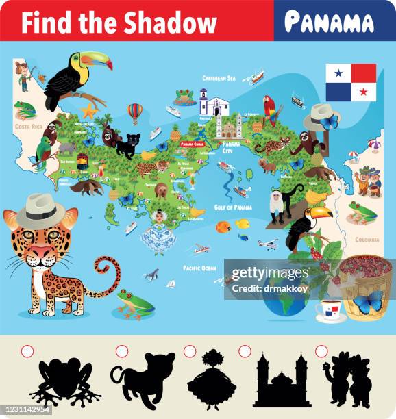 stockillustraties, clipart, cartoons en iconen met vind de schaduw van panama symbolen - miereneter silhouet