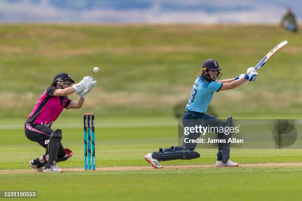 Englands Nat Sciver during the Tour Match between the New Zealand XI and England on February 14, 2021 in Queenstown, New Zealand.