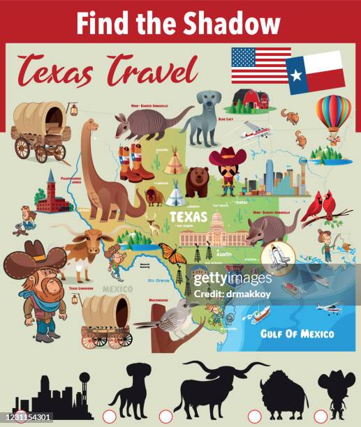 find the shadow, texas symbols - lubbock texas stock illustrations