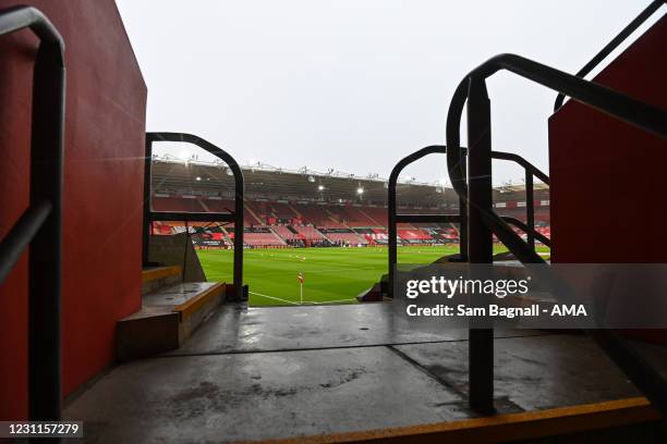 General internal view of St Marys Stadium, home stadium of Southampton ahead of the Premier League match between Southampton and Wolverhampton...