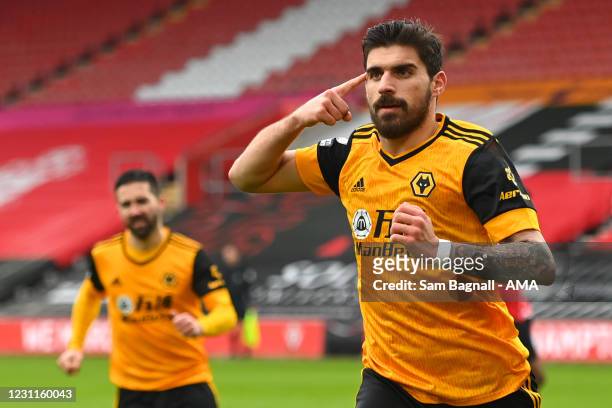 Ruben Neves of Wolverhampton Wanderers celebrates after scoring a goal to make it 1-1 during the Premier League match between Southampton and...