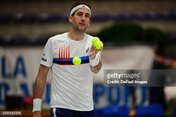 Luca Vanni of Italy controls the ball during the Biella ATP Challenger 125 Qualification between Daniel Mausur and Luca Vanni at Palapajetta...