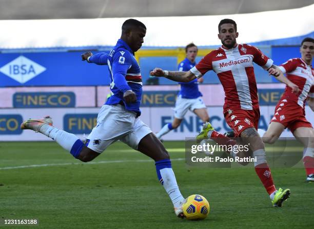 Keita Balde of UC Sampdoria has a chance on goal during the Serie A match between UC Sampdoria and ACF Fiorentina- Serie A at Stadio Luigi Ferraris...