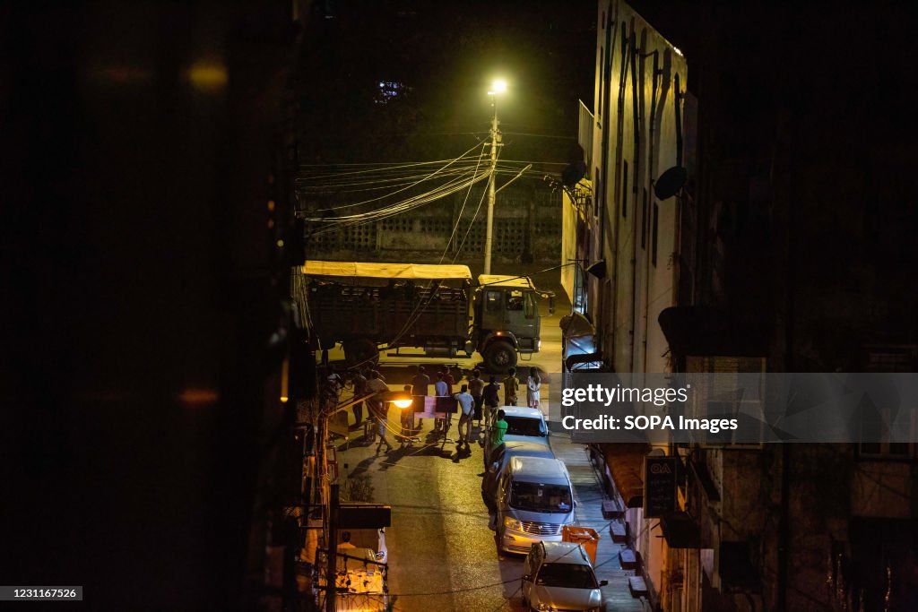 A military truck seen driving around the city during the...