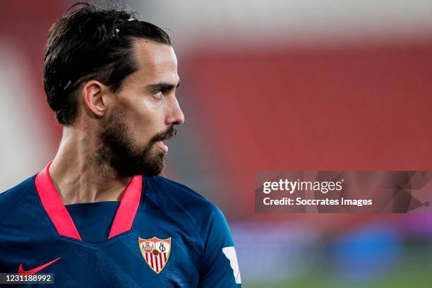 Suso of Sevilla FC during the Spanish Copa del Rey match between UD Almeria v Sevilla at the Estadio de los Juegos Mediterraneos on February 2, 2021...