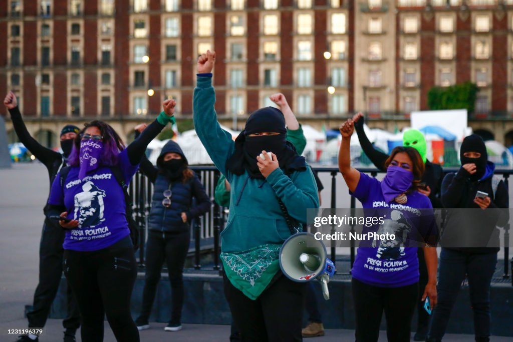 Feminist Collective Members Protest Agaisnt Candidate Felix Salgado Macedonio In Mexico City