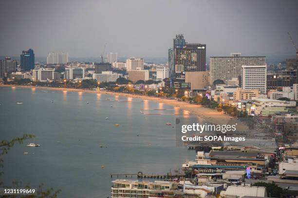 General view of Pattaya beach. Local businesses in Pattaya have been struggling for months since Thailand shut down it's borders to tourism, due to...