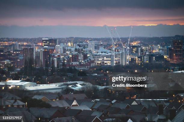 Buildings in the skyline of the city center of Leeds, U.K., on Wednesday, Feb. 17, 2021. U.K. Inflation accelerated in January, boosted by the cost...